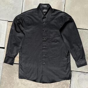 Vintage 90s Black Sateen Button Down Shirt
